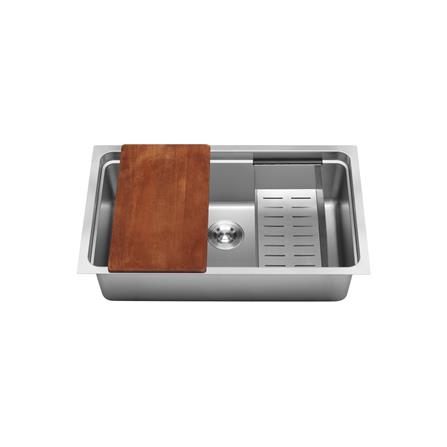 SORENTO BUILT-IN NANOGRAIN MULTIFUNCTIONAL KITCHEN SINK SRTKS2434 78CM 1BOWL CHROME FINISH STAINLESS STEEL WITH PULL OUT TAP SRTKT71SS