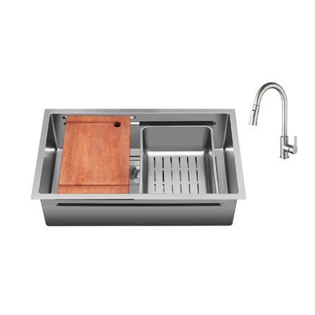 SORENTO BUILT-IN NANOMAGMA MULTIFUNCTIONAL KITCHEN SINK SRTKS7846 78CM 1BOWL SILVER CHROME FINISH STAINLESS STEEL WITH PULL OUT TAP SRTKT71SS