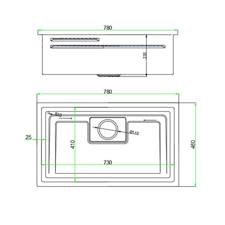 SORENTO BUILT-IN NANOMAGMA MULTIFUNCTIONAL KITCHEN SINK SRTKS7846 78CM 1BOWL SILVER CHROME FINISH STAINLESS STEEL WITH PULL OUT TAP SRTKT71SS