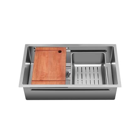 SORENTO BUILT-IN NANOMAGMA MULTIFUNCTIONAL KITCHEN SINK SRTKS7846 78CM 1BOWL SILVER CHROME FINISH STAINLESS STEEL WITH PULL OUT TAP SRTKT71SS