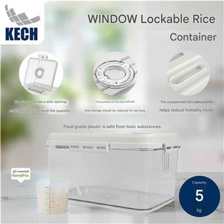 RICE BIN PLASTIC 5KG WINDOW KECH CLEAR