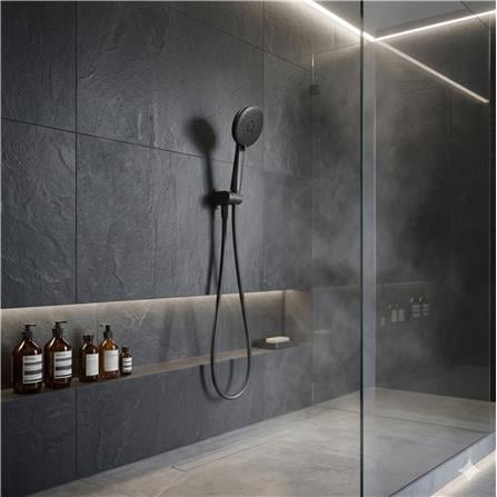 JOHNSON SUISSE BERING HAND SHOWER WBFA301723 WITH WALL BRACKET BLACK