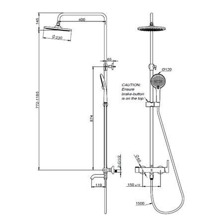 ROCA MODICA RAIN SHOWER A5A9A1AC0N ROUND 3-WAY