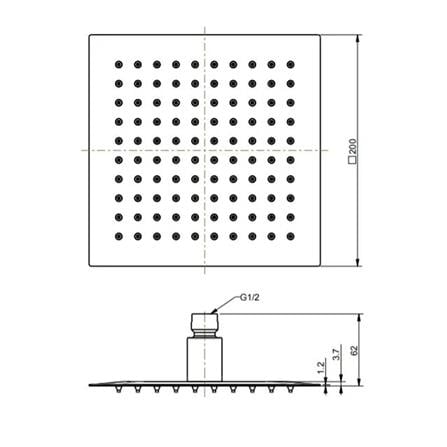 AMERICAN STANDARD AIR-IN RAIN SHOWER HEAD FFASS032-006500BC0 200MM